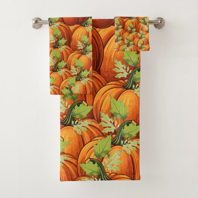 THANKSGIVING DAY PUMPKINS  BATH TOWEL SET (Insitu)