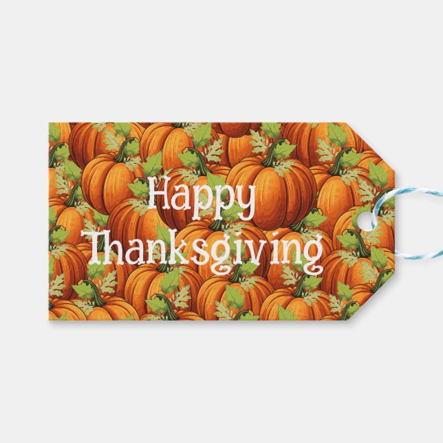 THANKSGIVING DAY PUMPKINS  GIFT TAGS (Front (Horizontal))
