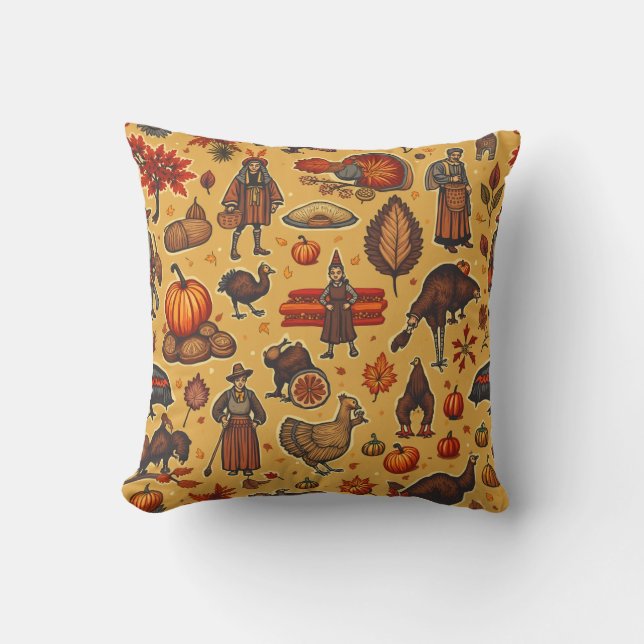Thanksgiving day throw pillow (Front)