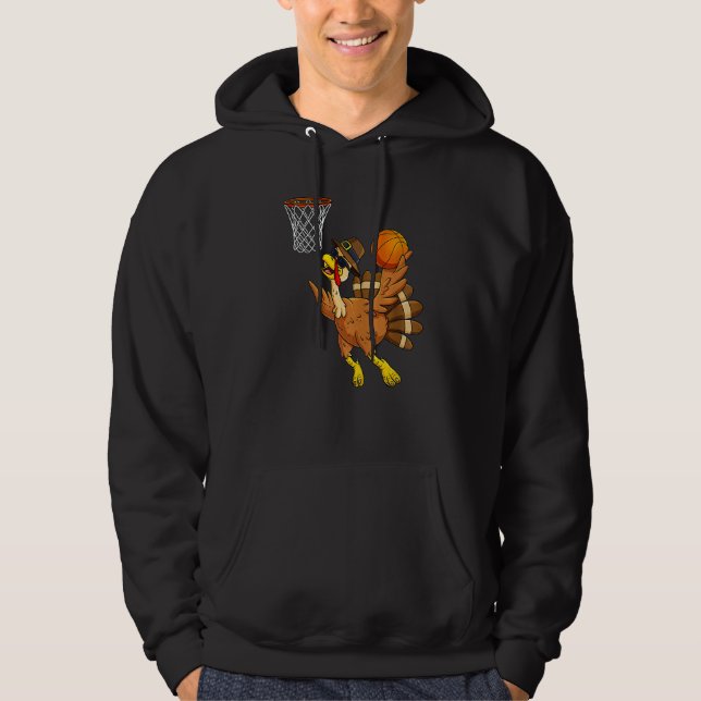 Thanksgiving Day Turkey Basketball Player  Pilgrim Hoodie (Front)