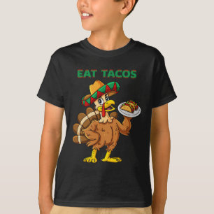 Thanksgiving Day Turkey Eat Tacos Mexican Sombrero T-Shirt
