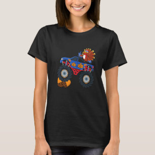 Thanksgiving Day Turkey On Monster Truck Boys Girl T-Shirt
