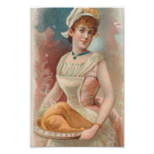 Thanksgiving Day, Vintage Victorian Era Print 1890