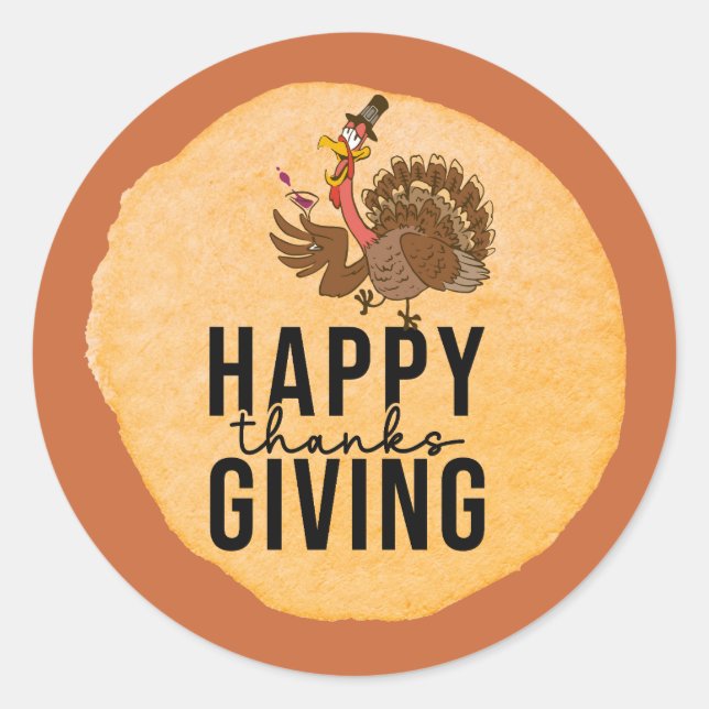 Thanksgiving Day with Turkey Classic Round Sticker (Front)