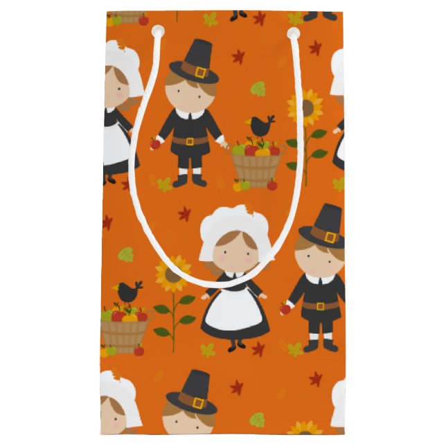 Thanksgiving Decoration Autumn Fall Pattern Small Gift Bag (Front)