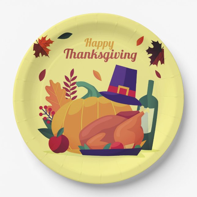 Thanksgiving Decoration Celebration Paper Plate (Front)