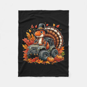 Thanksgiving Design Boys Kids Dinosaur T Rex Fall Fleece Blanket