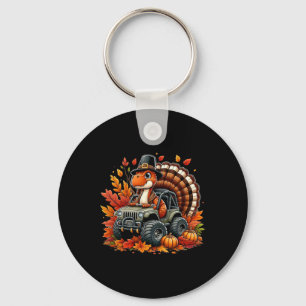 Thanksgiving Design Boys Kids Dinosaur T Rex Fall Keychain