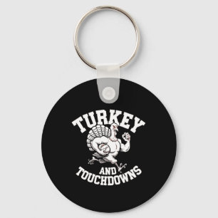 Thanksgiving Design For Men Turkey And Touchdowns  Keychain