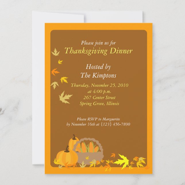 Thanksgiving Dinner 5x7 Harvest invitation (Front)
