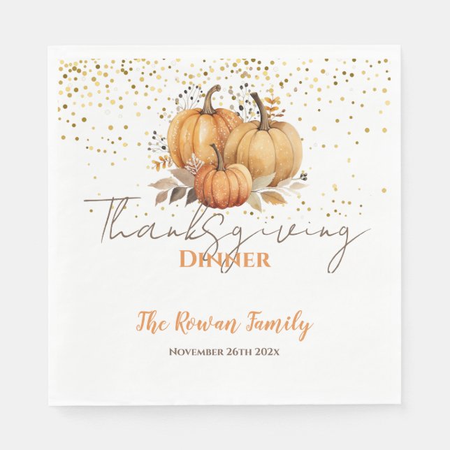 Thanksgiving Dinner Adult Birthday Party Napkin (Front)