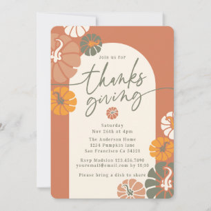 Thanksgiving Dinner Arch Fall Terracotta Pumpkins Invitation