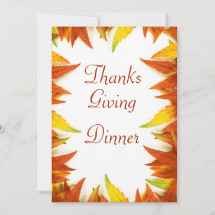 Thanksgiving Dinner Autumn/Fall Leaves Double Side Invitation