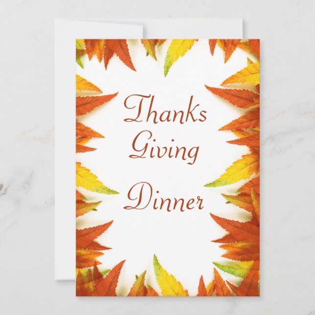 Thanksgiving Dinner Autumn/Fall Leaves Double Side Invitation (Front)