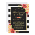 Thanksgiving Dinner Autumn Gold Red Floral Stripes