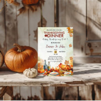 thanksgiving Dinner autumn leaves fall Watercolor