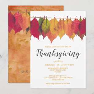 Thanksgiving Dinner Autumn Leaves Template