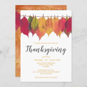 Thanksgiving Dinner Autumn Leaves Template