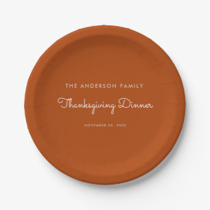 Thanksgiving Dinner Autumn Orange Paper Plate