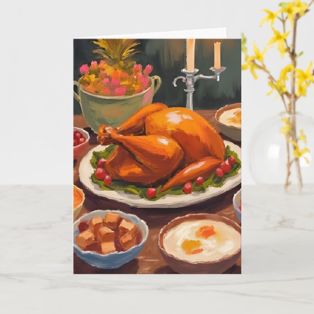 Thanksgiving Dinner  Card (Yellow Flower)