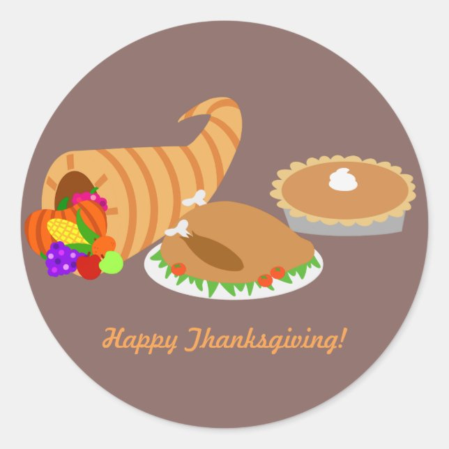 Thanksgiving Dinner Classic Round Sticker (Front)
