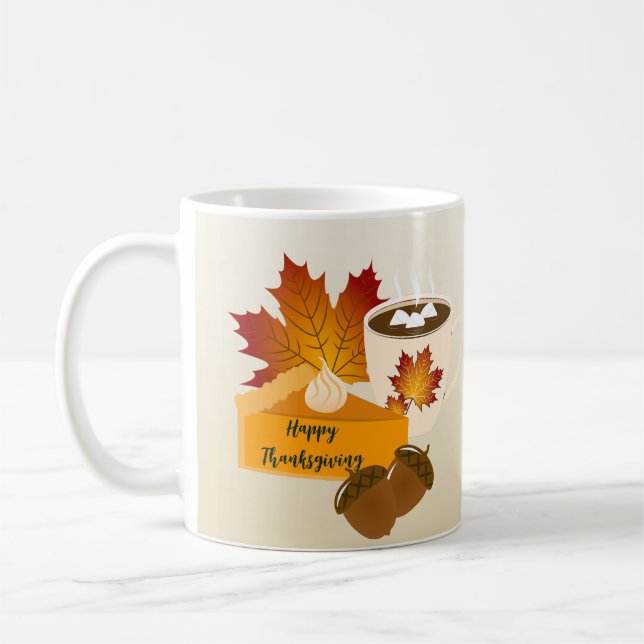 Thanksgiving Dinner Cuisine Pumpkin Pie Hot Choco Coffee Mug (Left)