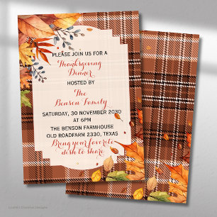 Thanksgiving Dinner Flannel Plaid Fall/Autumn Invitation