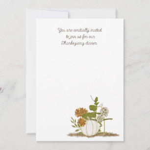 Thanksgiving Dinner Flat Invitation, Size: 5" x 7 Invitation