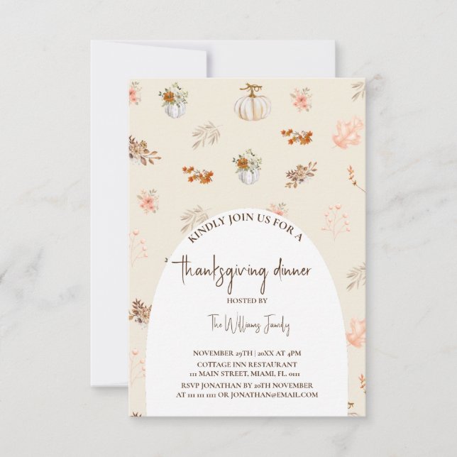 Thanksgiving dinner floral card (Front)