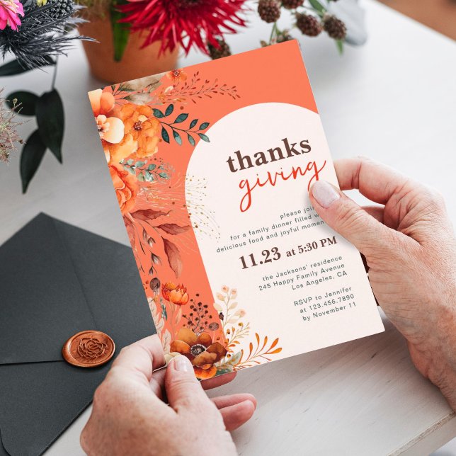 Thanksgiving dinner floral  invitation (Creator Uploaded)