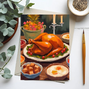 Thanksgiving Dinner Holiday Postcard