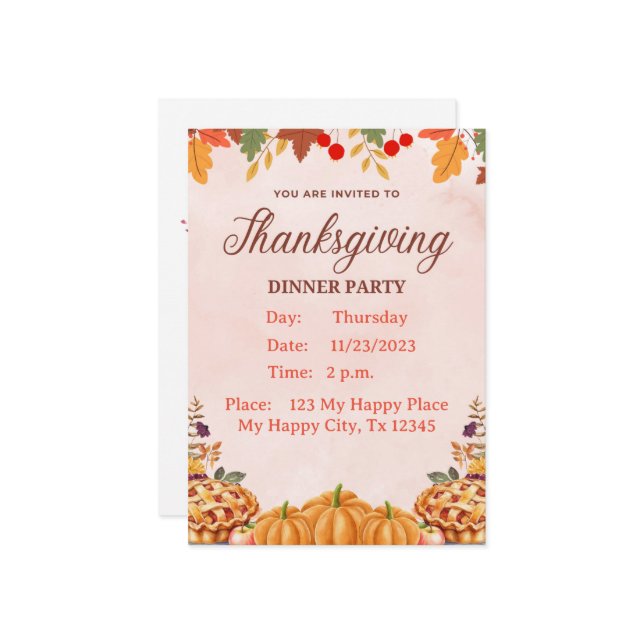 Thanksgiving Dinner Invitation (Front/Back In Situ)