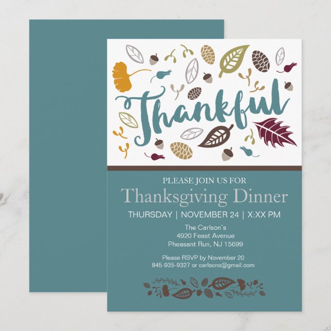 Thanksgiving Dinner Invitation (Front/Back)