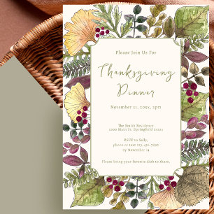 Thanksgiving Dinner Invitation Autumn Foliage