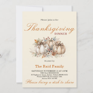 Thanksgiving Dinner Invitation - Boho Pumpkins