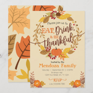 Thanksgiving Dinner Invitation, Feast Invitation