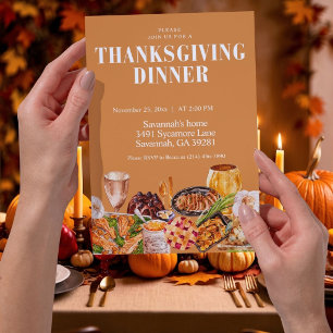 Thanksgiving Dinner Invitation Feast Table