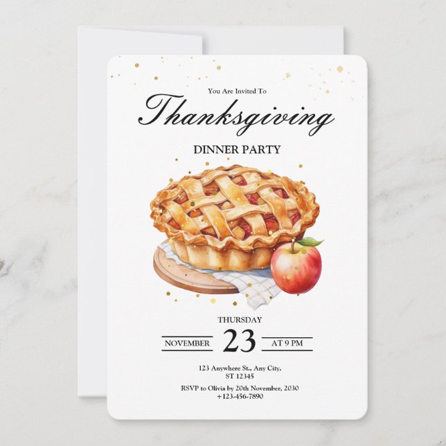 Thanksgiving Dinner Invitation, Let's Give Thanks  (Front)