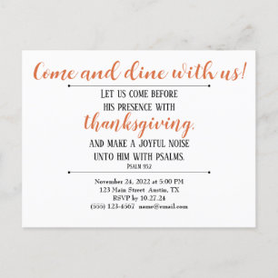 Thanksgiving Dinner Invitation Scripture Postcard