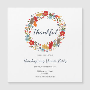 Thanksgiving Dinner Invitation Thankful Wreath