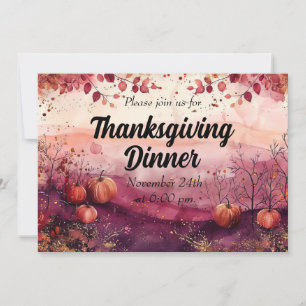 Thanksgiving Dinner Invitation Watercolor Pumpkins