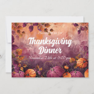 Thanksgiving Dinner Invitation Watercolor Pumpkins