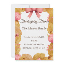 Thanksgiving Dinner Invitation with Autumn Wreath