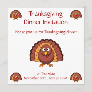 Thanksgiving Dinner Invitations With Funny Turkey