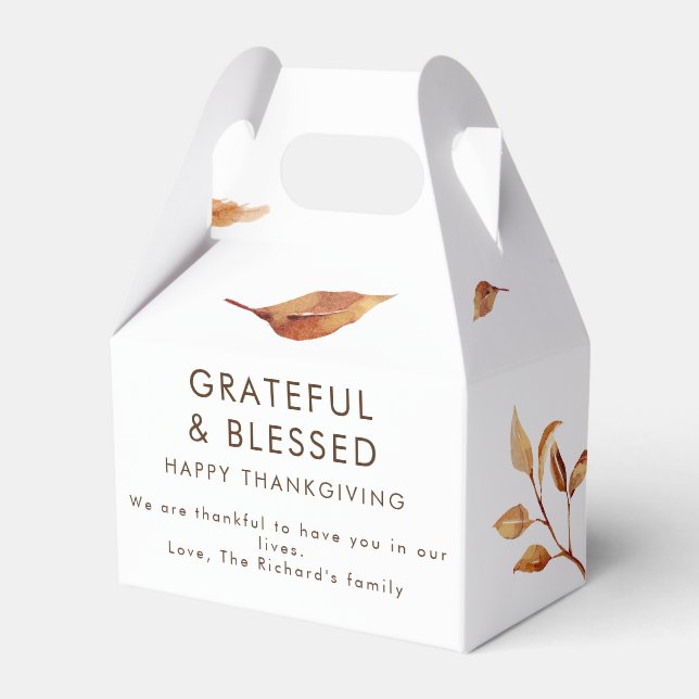 Thanksgiving Dinner Invite Boho Theme Favor Box (Front Side)