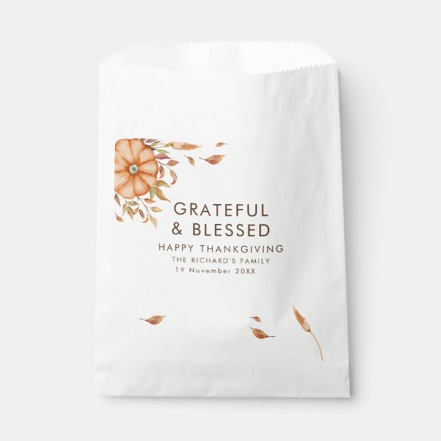 Thanksgiving Dinner Invite Boho Theme Favour Bag (Front)