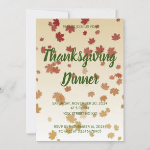 Thanksgiving Dinner Maple Leaves Invitation