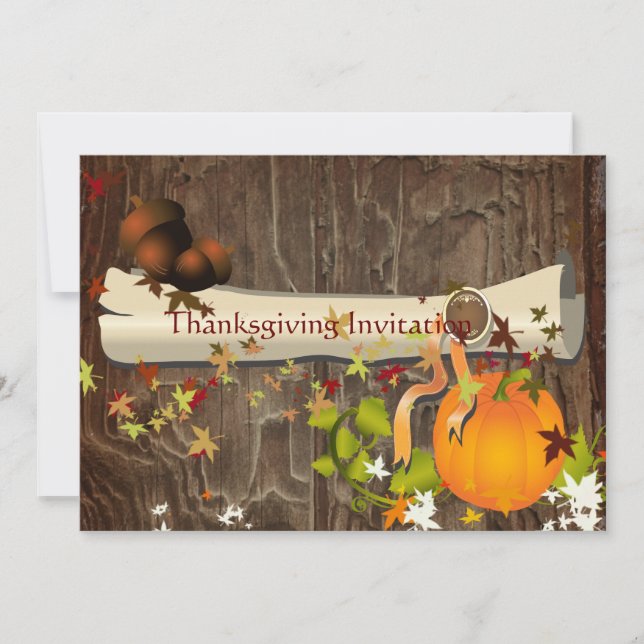 Thanksgiving Dinner, maple leaves Invitation (Front)