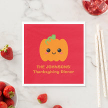 Thanksgiving Dinner Napkin, Personalized Pumpkin