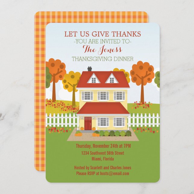 Thanksgiving Dinner Open House Invitation (Front/Back)